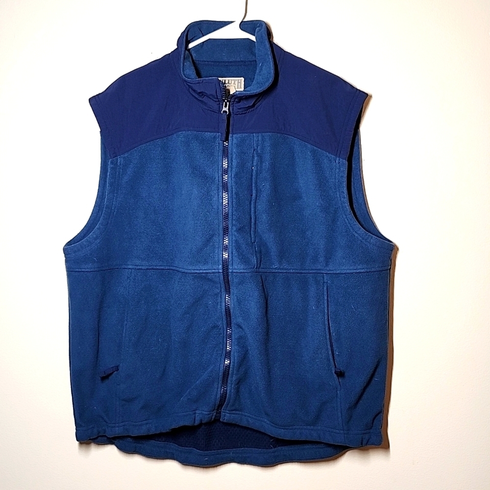 Duluth Trading Co Blue Fleece Zip Up Vest Mens XL Zip Pockets.